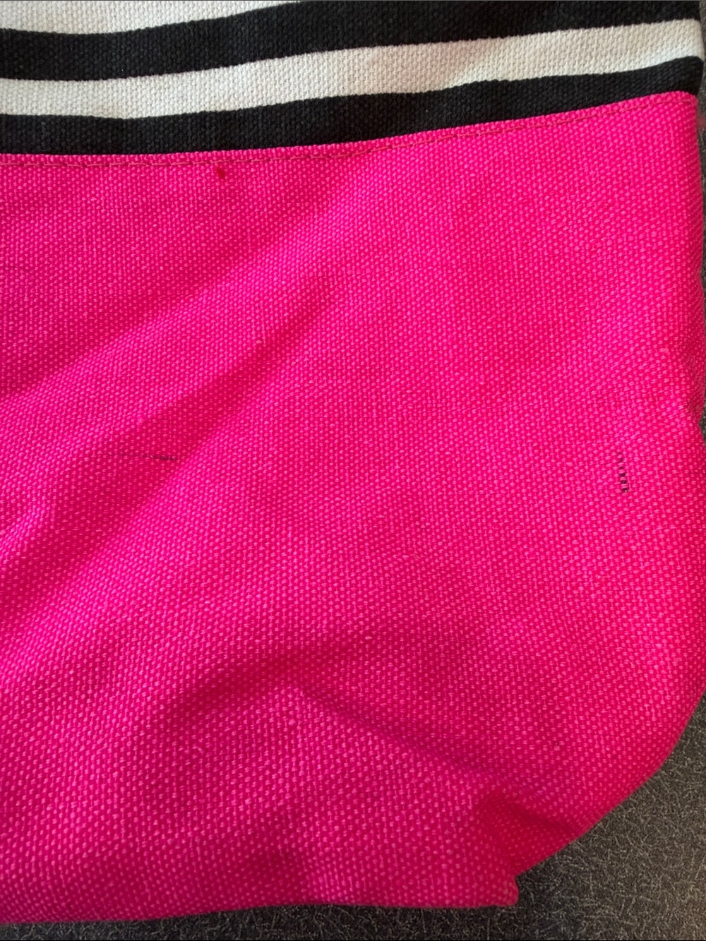 Victoria's Secret Black & White Striped Tote with Hot Pink Base and Handles - Picture 3 of 5